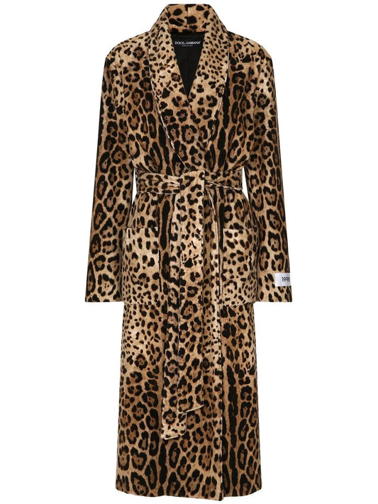 Kim Dolce&Gabbana Leopard-Print Terrycloth Coat