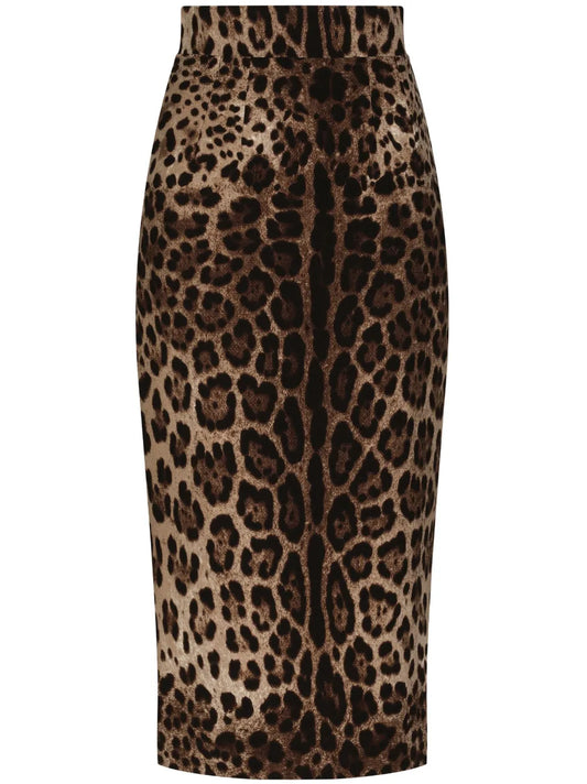 Leopard-Print Midi Skirt