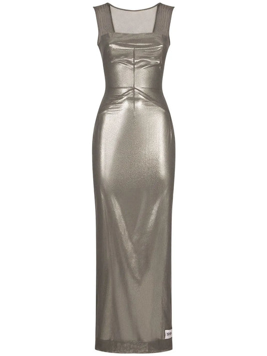 Kim Dolce&Gabbana Metallic-Finish Ankle-Length Dress