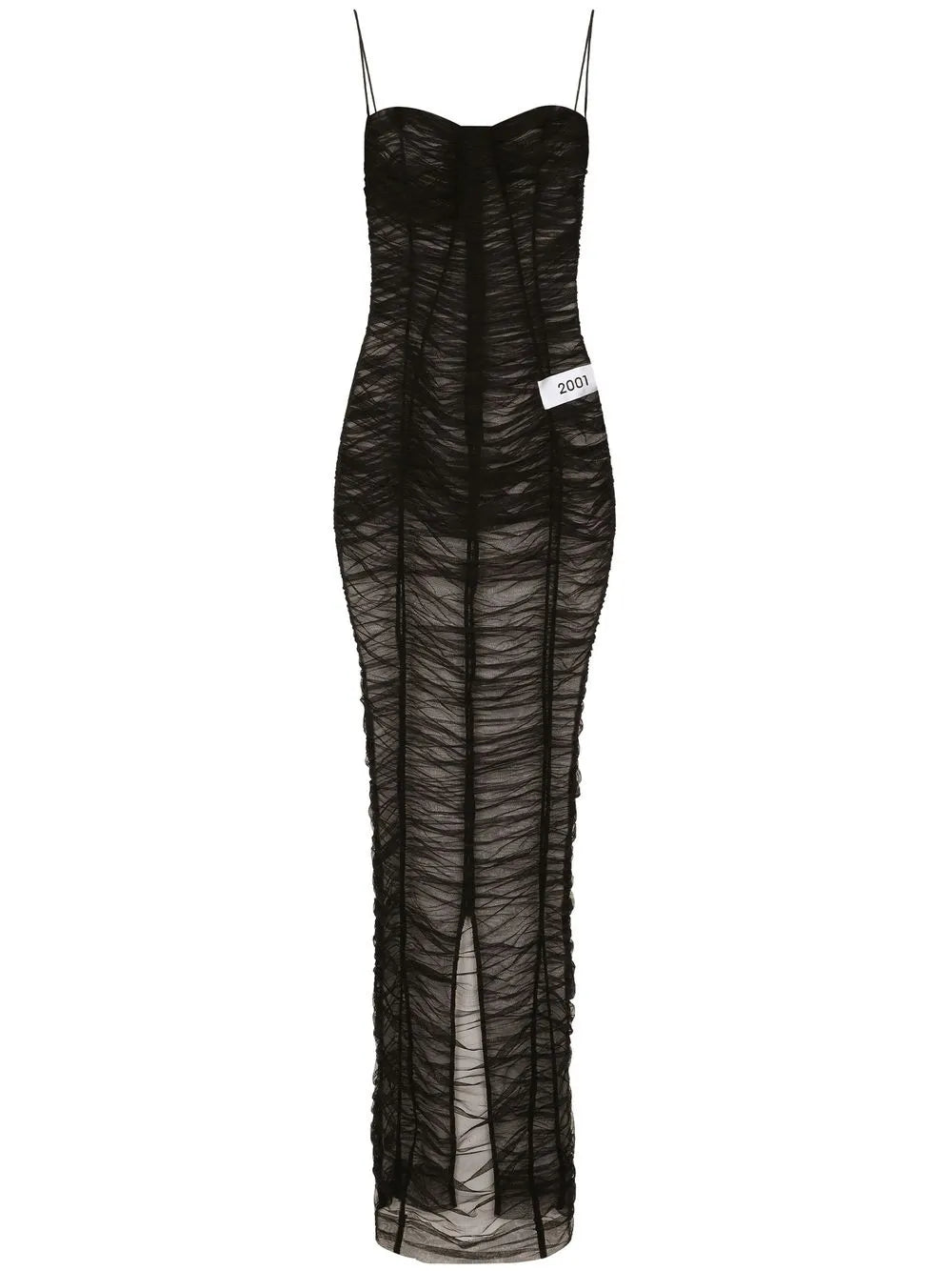 Kim Dolce&Gabbana Gathered-Detail Sheer Maxi Dress