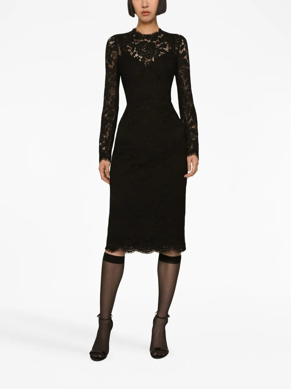Floral-Lace Midi Dress