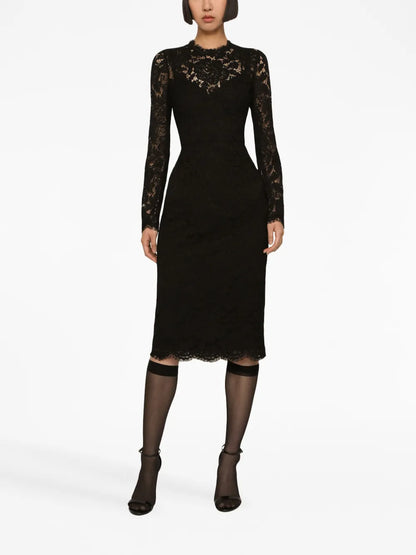 Floral-Lace Midi Dress