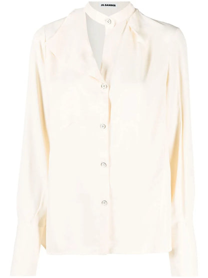 Button-Front Satin Shirt