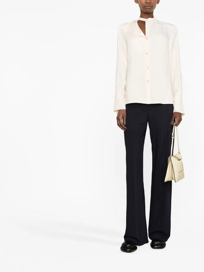 Button-Front Satin Shirt