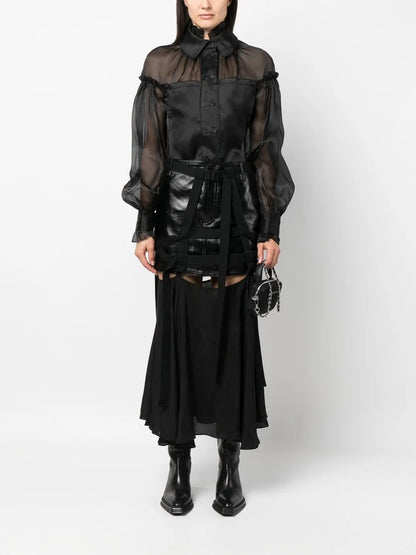 Leather Harness Midi Skirt