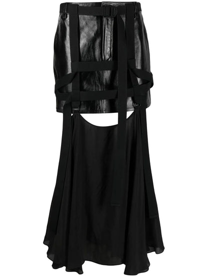 Leather Harness Midi Skirt