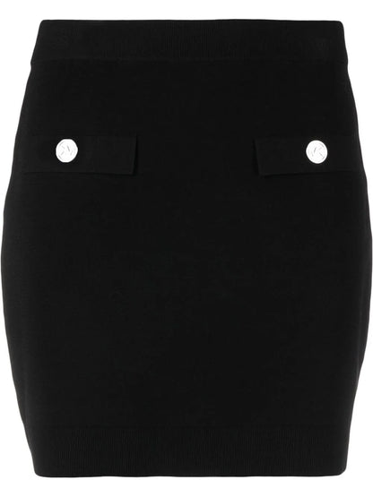 Logo-Embossed Buttoned Miniskirt
