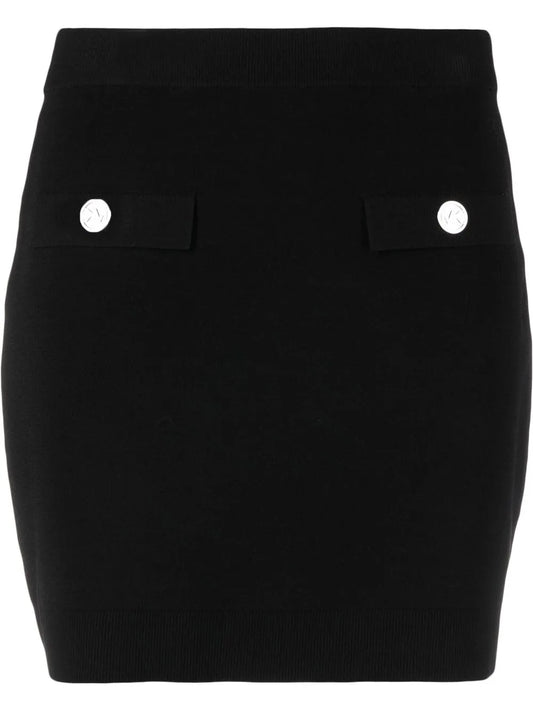 Logo-Embossed Buttoned Miniskirt