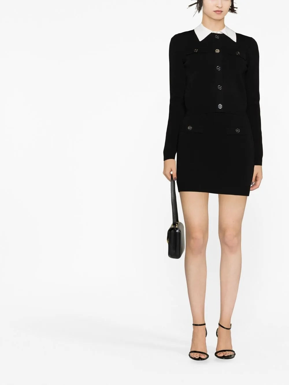 Logo-Embossed Buttoned Miniskirt