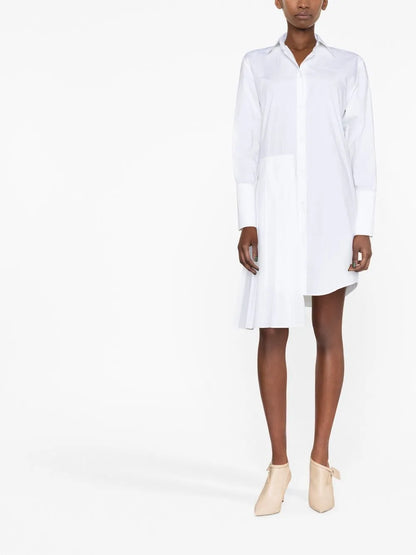 Diag Plissé Cotton Shirt Dress