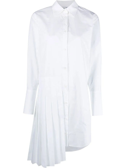 Diag Plissé Cotton Shirt Dress