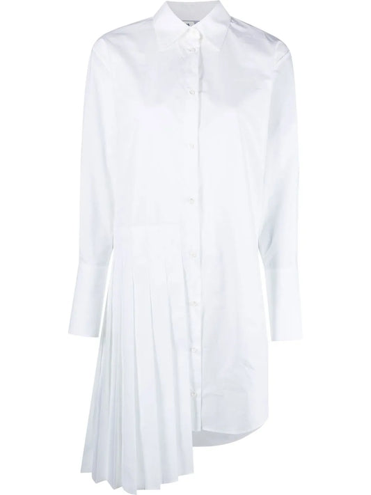 Diag Plissé Cotton Shirt Dress