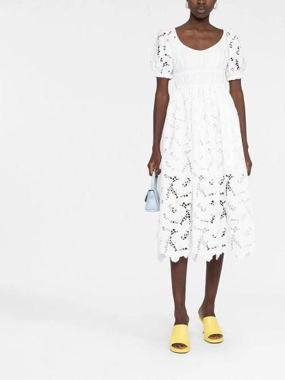 Flared Lace Midi Dress