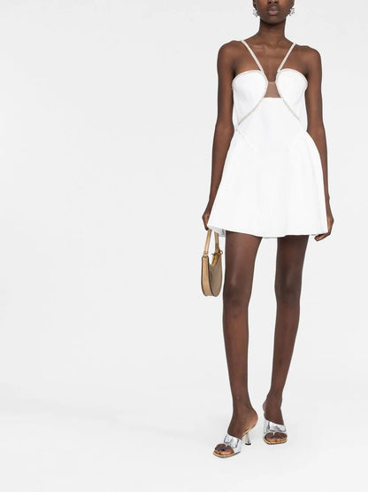 Crystal-Embellished Cut-Out Minidress