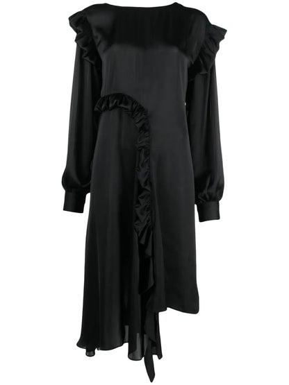Ruffled Long-Sleeved Maxi Dress