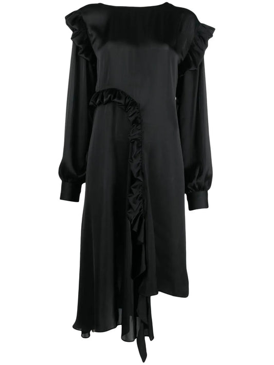 Ruffled Long-Sleeved Maxi Dress