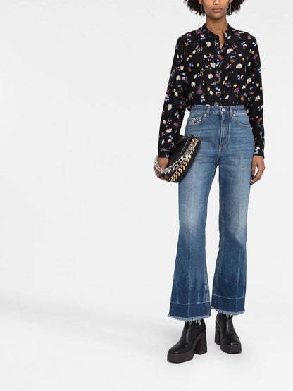 Frayed-Edge Cropped Jeans