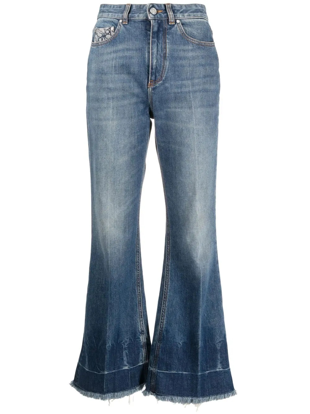 Frayed-Edge Cropped Jeans