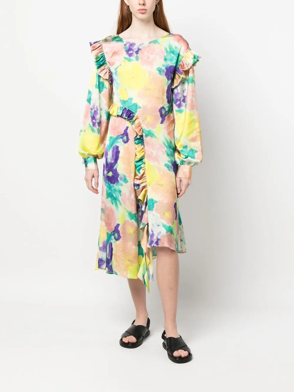 Floral-Print Long-Sleeved Maxi Dress