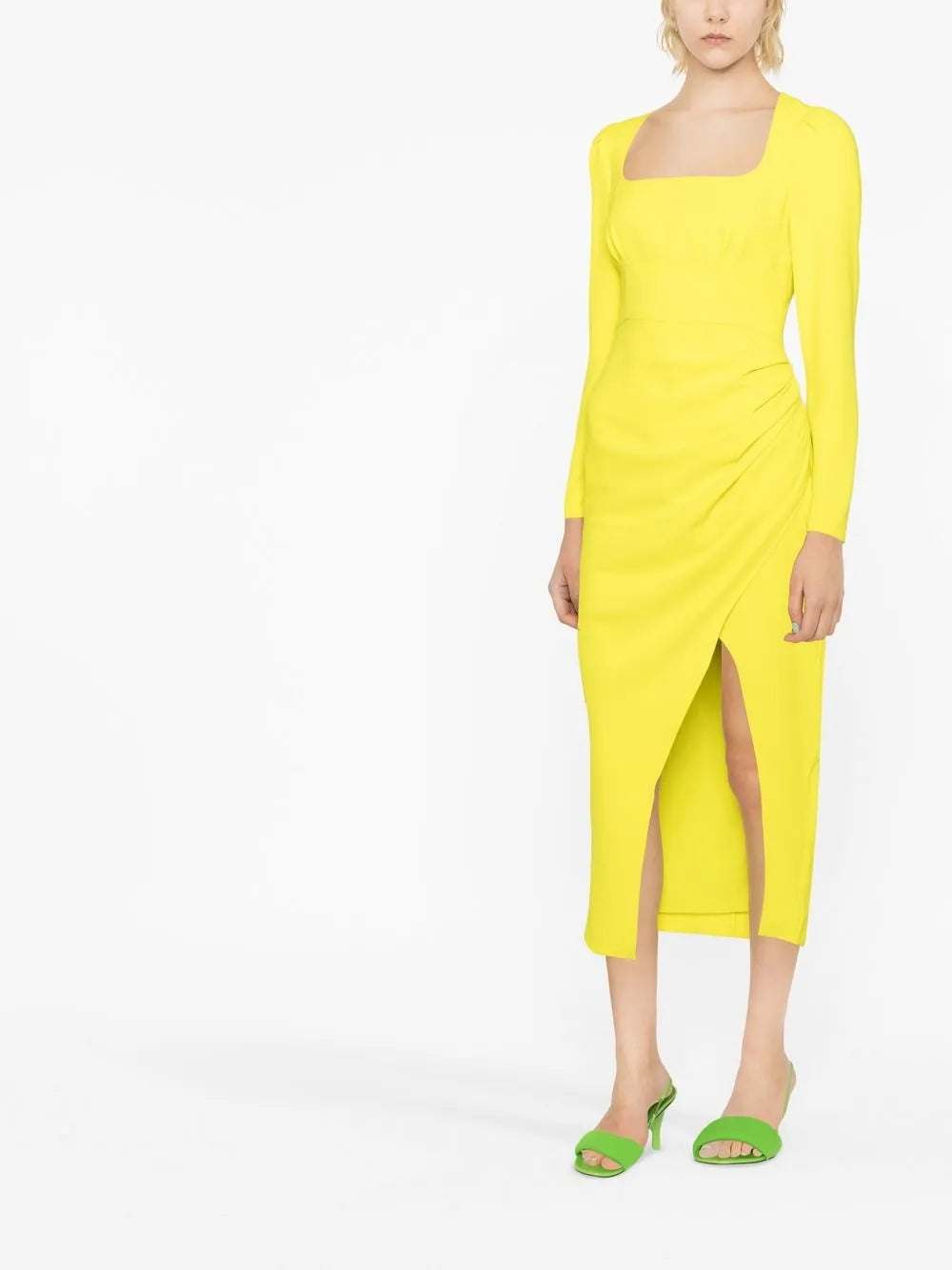 Ruched-Detail Midi Dress