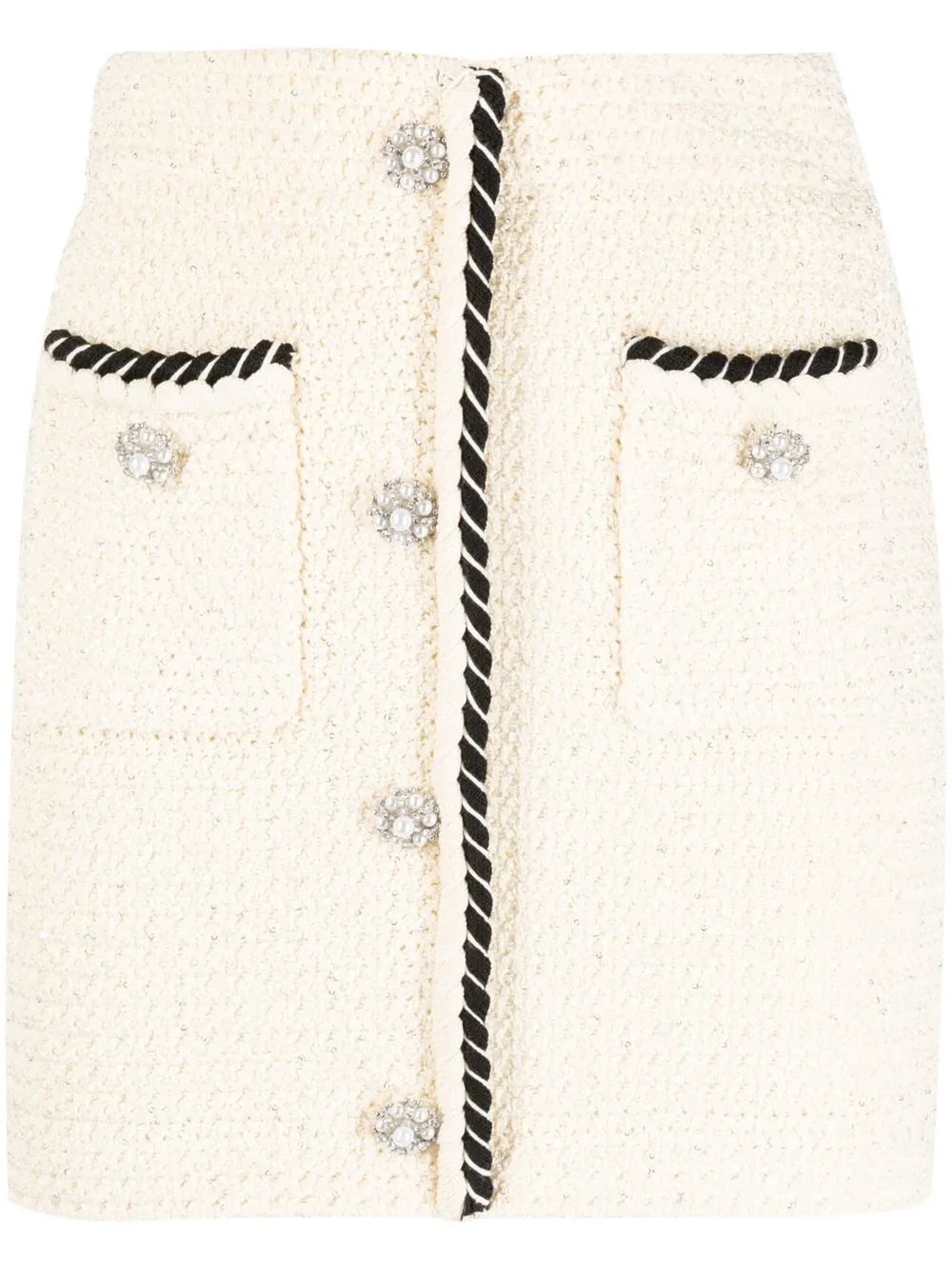 Braided-Trim Knitted Skirt