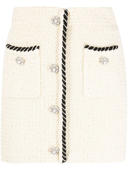 Braided-Trim Knitted Skirt