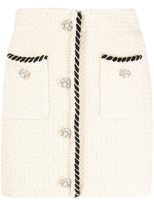 Braided-Trim Knitted Skirt