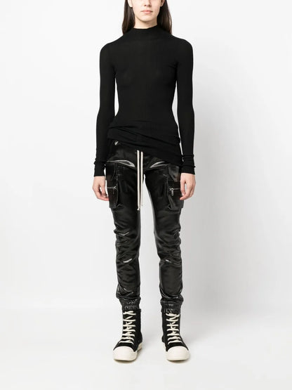 Drawstring-Waist Metallic Cargo Trousers