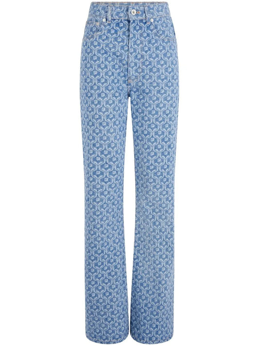 Patterned Straight-Leg Jeans