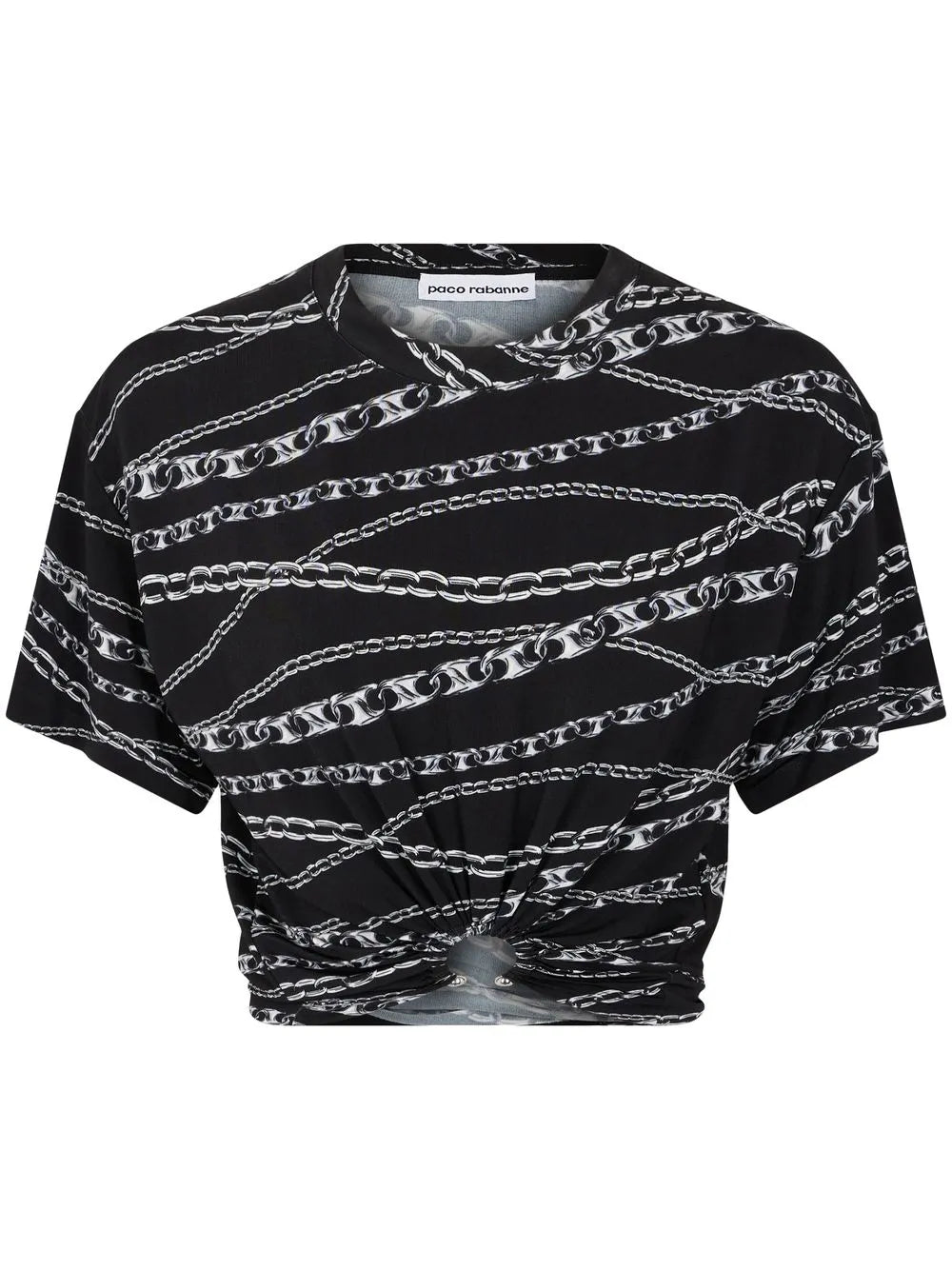 Chain-Print Cropped T-Shirt