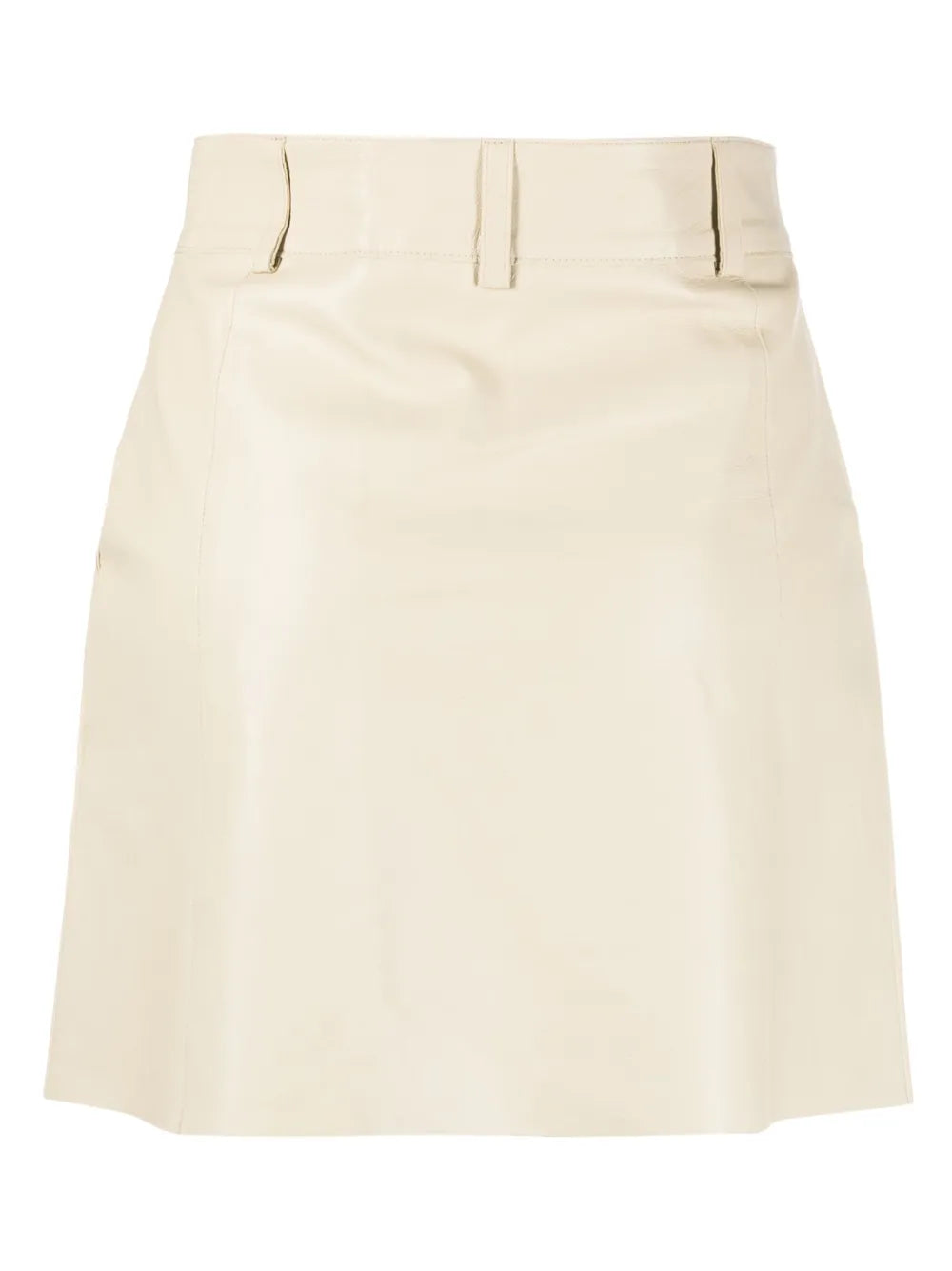 Logo-Button Leather Miniskirt