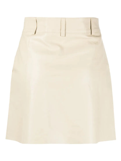 Logo-Button Leather Miniskirt
