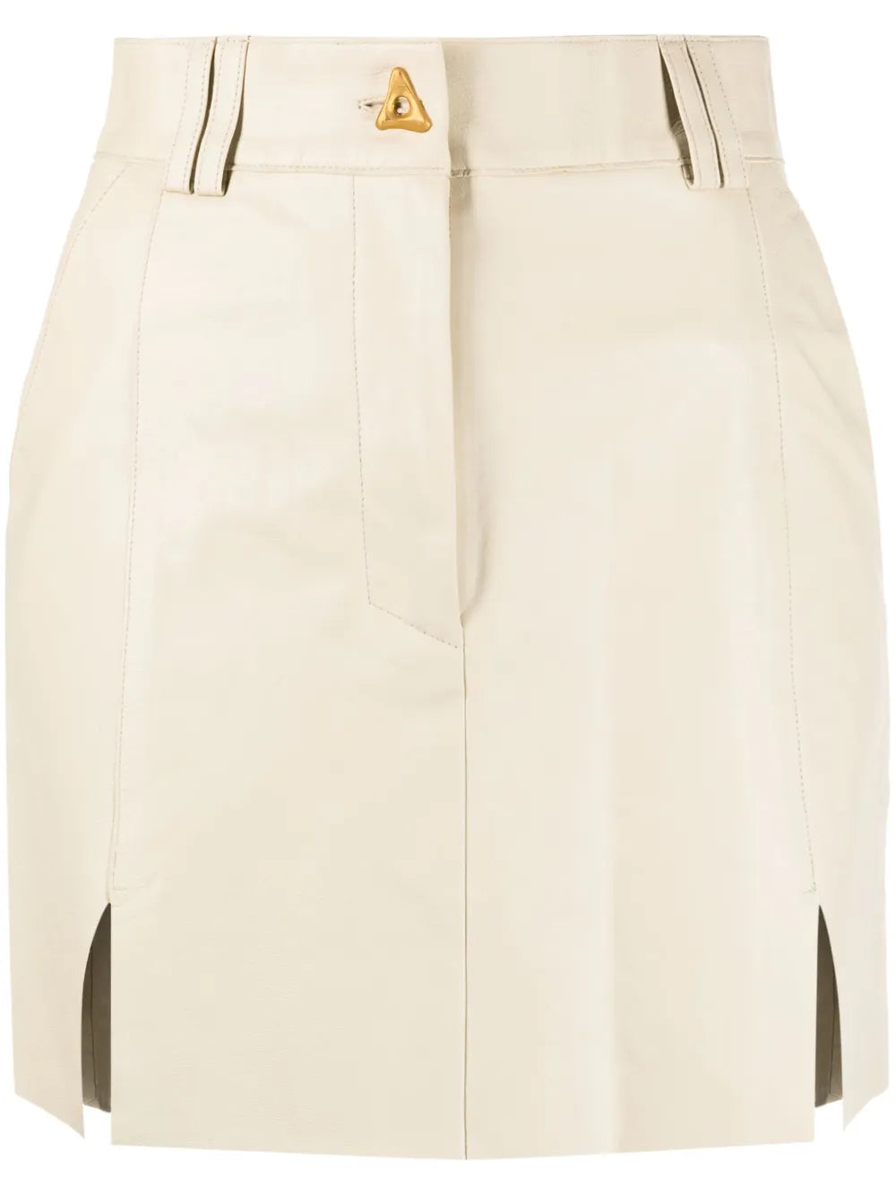 Logo-Button Leather Miniskirt