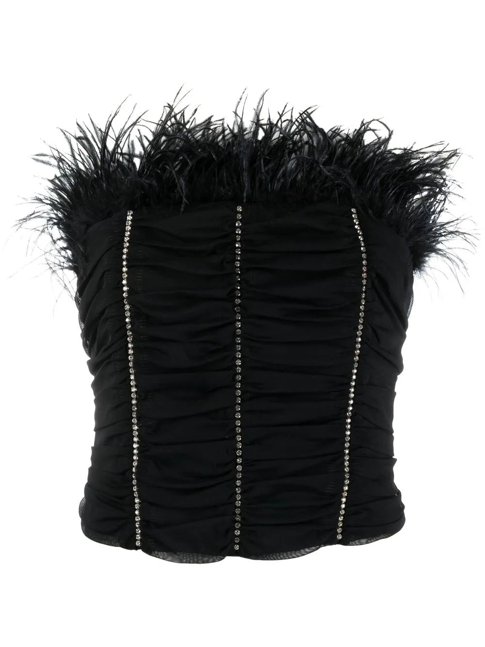 Crystal-Embellished Feather-Detail Top