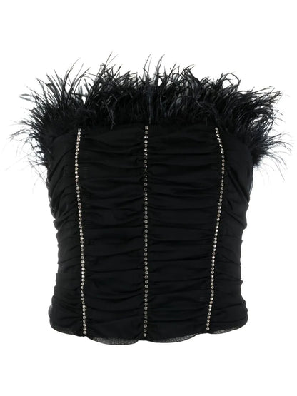 Crystal-Embellished Feather-Detail Top
