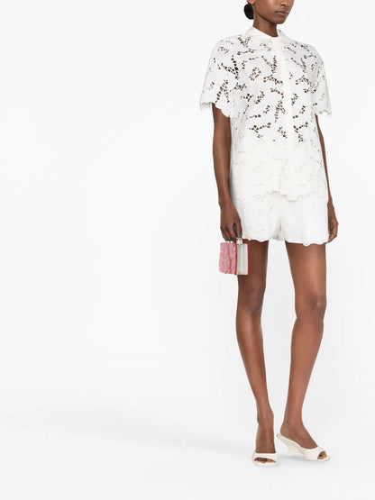 Short-Sleeve Lace Top