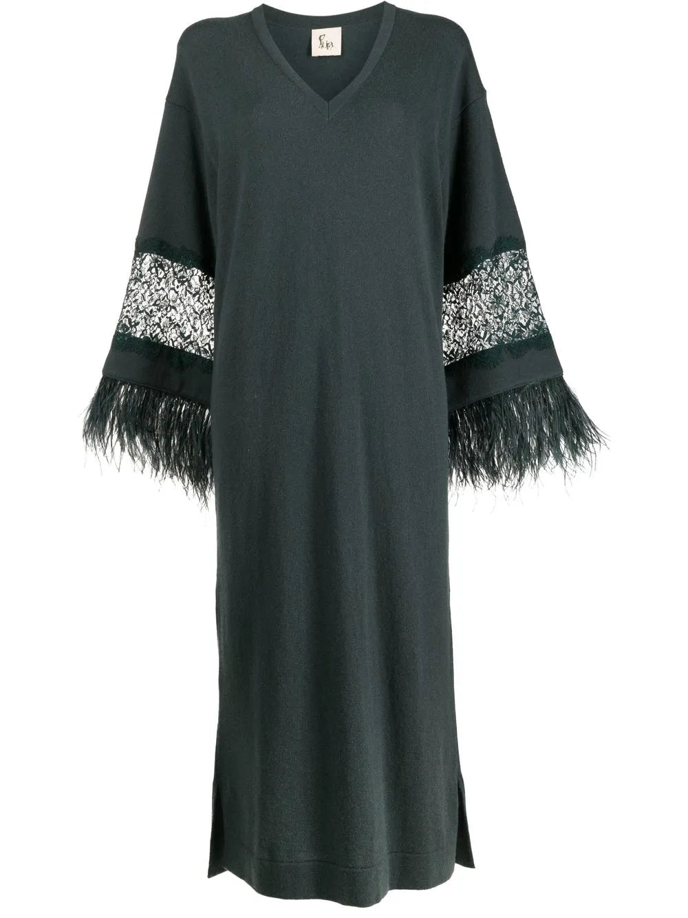 Floral-Lace Detail Knitted Dress