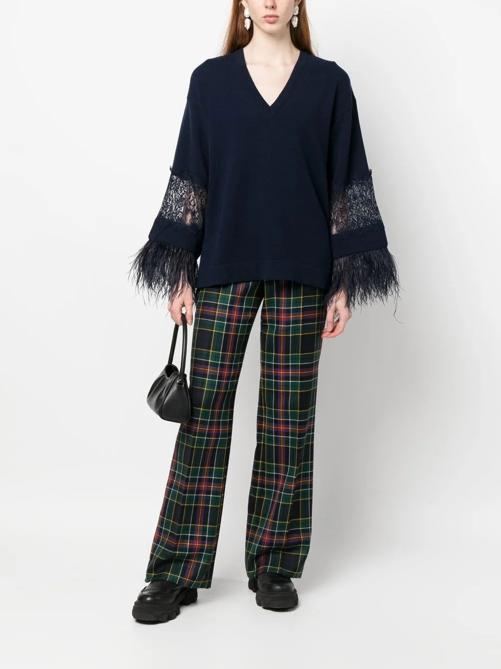 Floral-Lace Detail Knitted Top