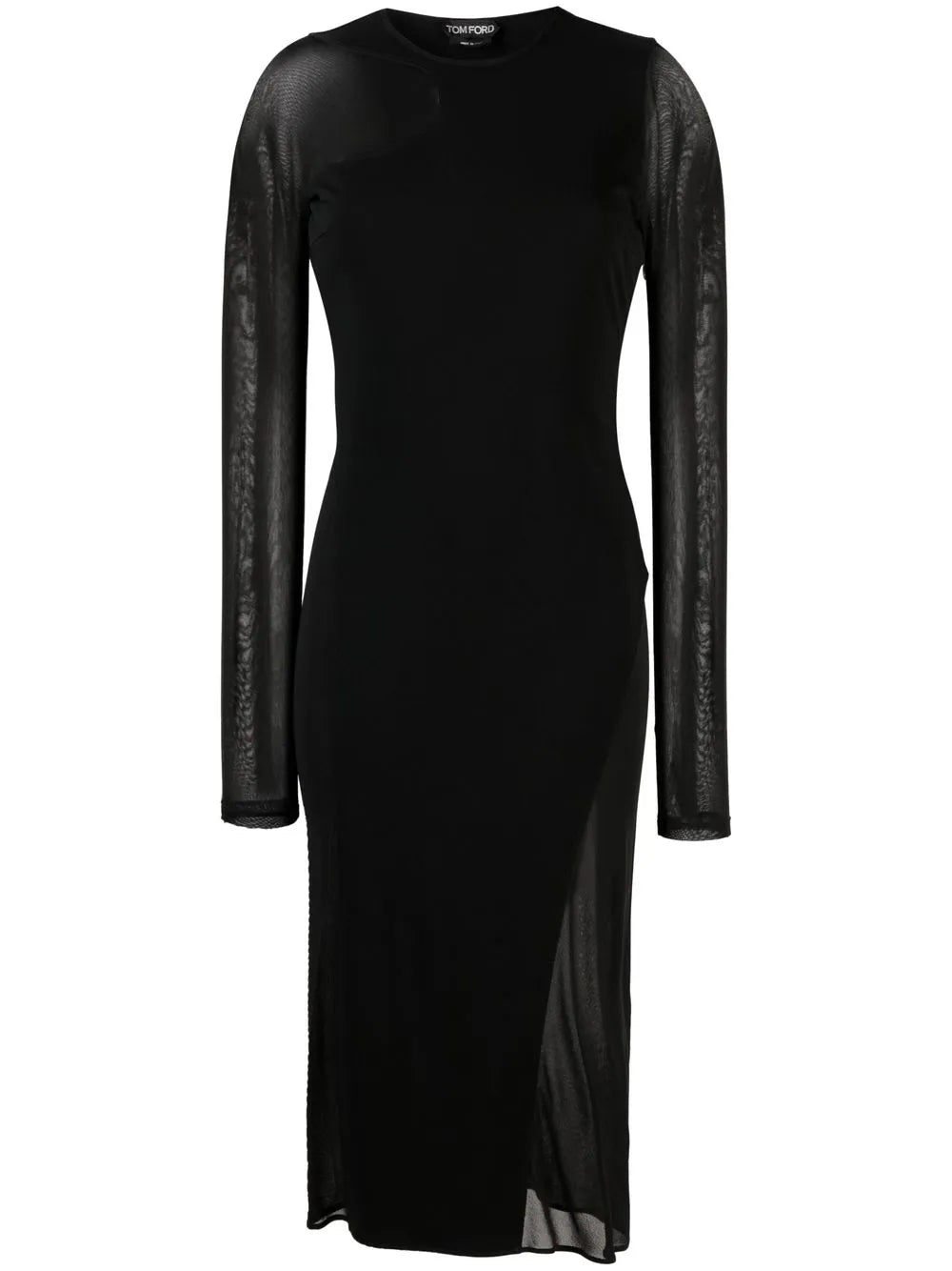 Semi-Sheer Panelled Midi Dress