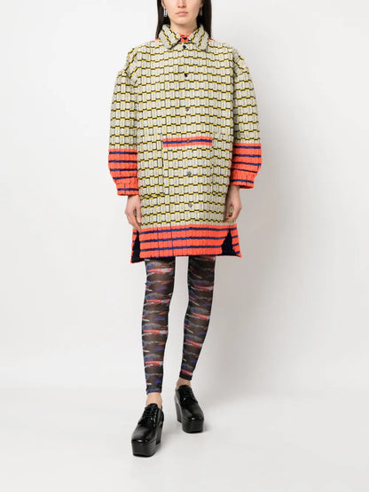 Bird-Print Semi-Sheer Mesh Leggings