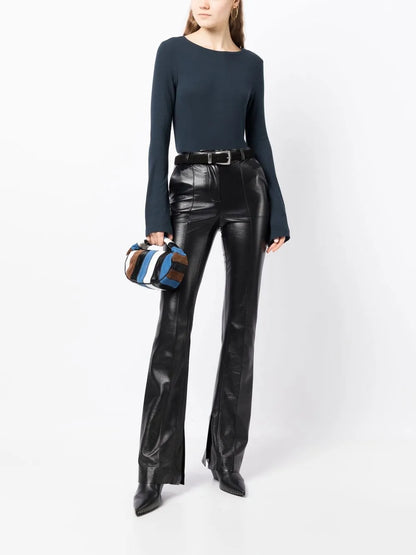 Ribbed Bell-Sleeve Top