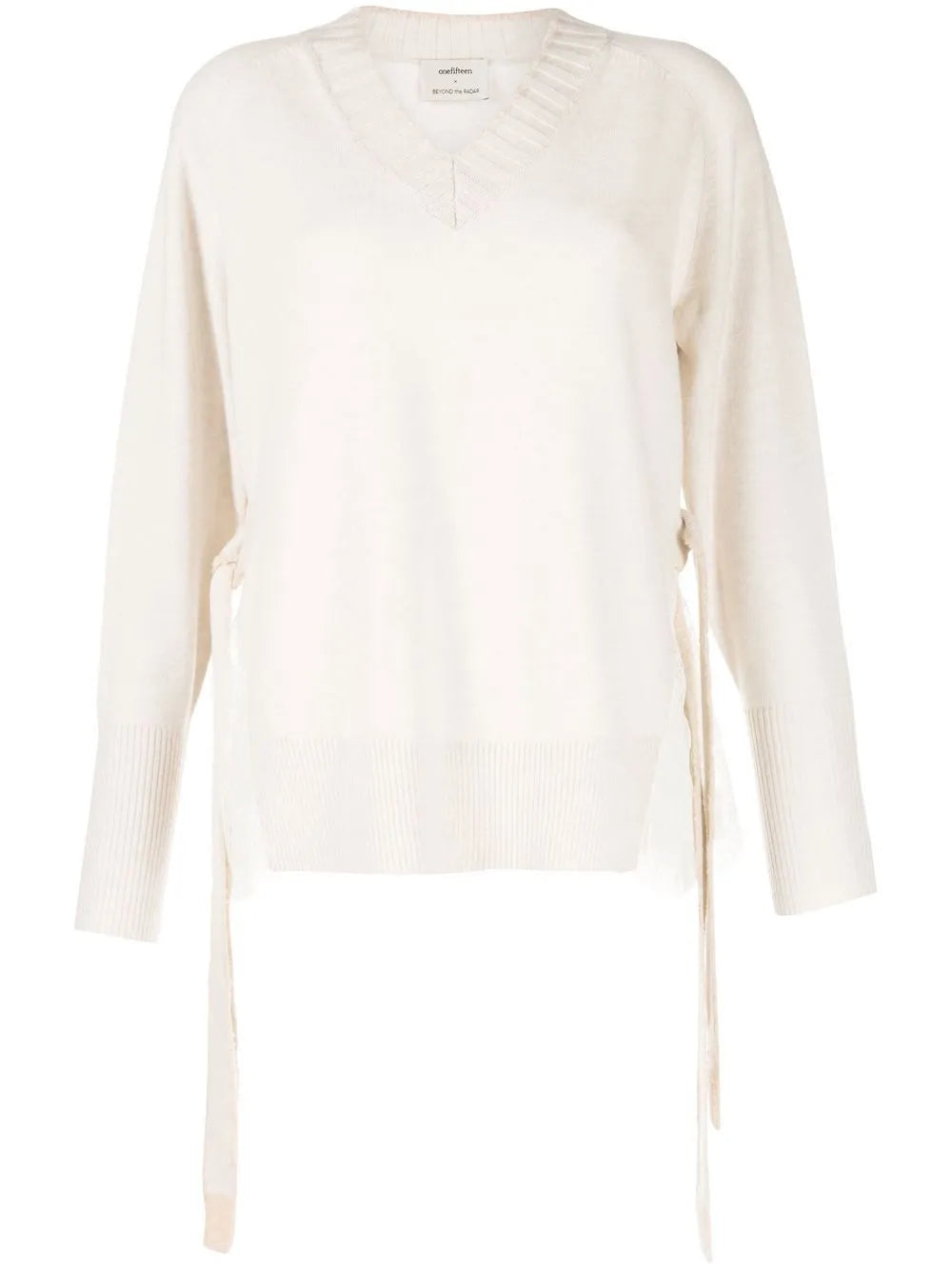 V-Neck Sheer-Detail Jumper
