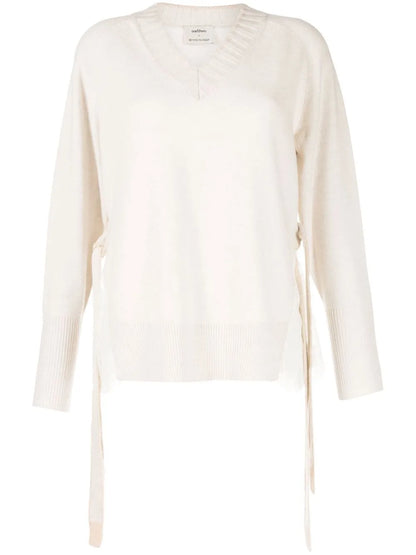 V-Neck Sheer-Detail Jumper