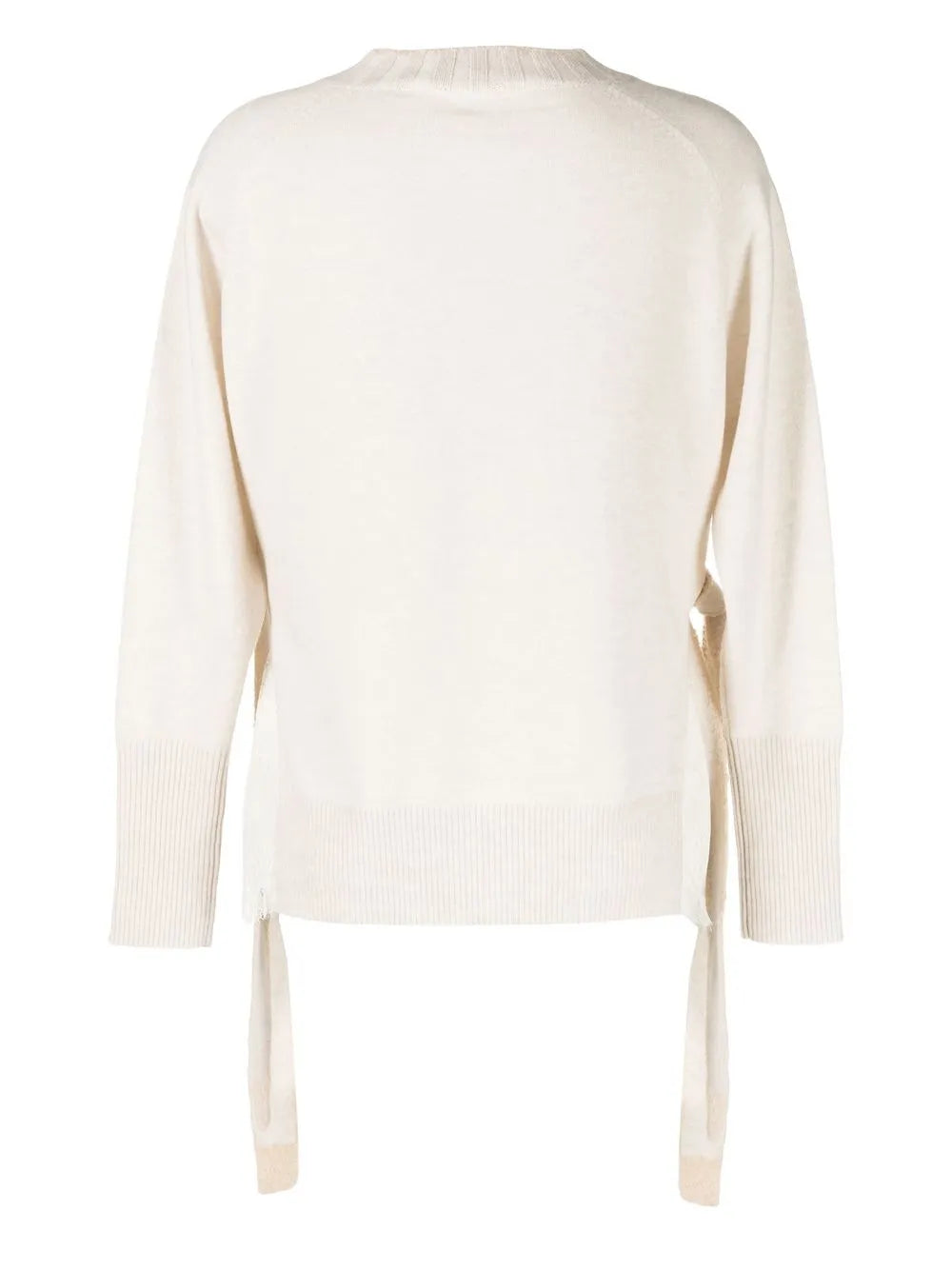 V-Neck Sheer-Detail Jumper