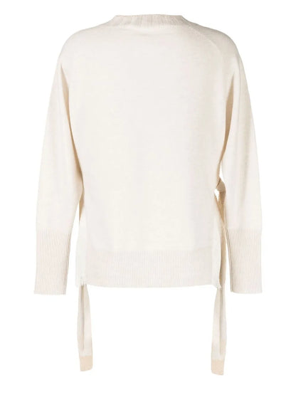 V-Neck Sheer-Detail Jumper