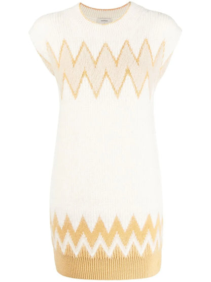 Zigzag Embroidered Mini Dress