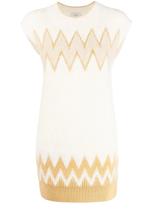 Zigzag Embroidered Mini Dress