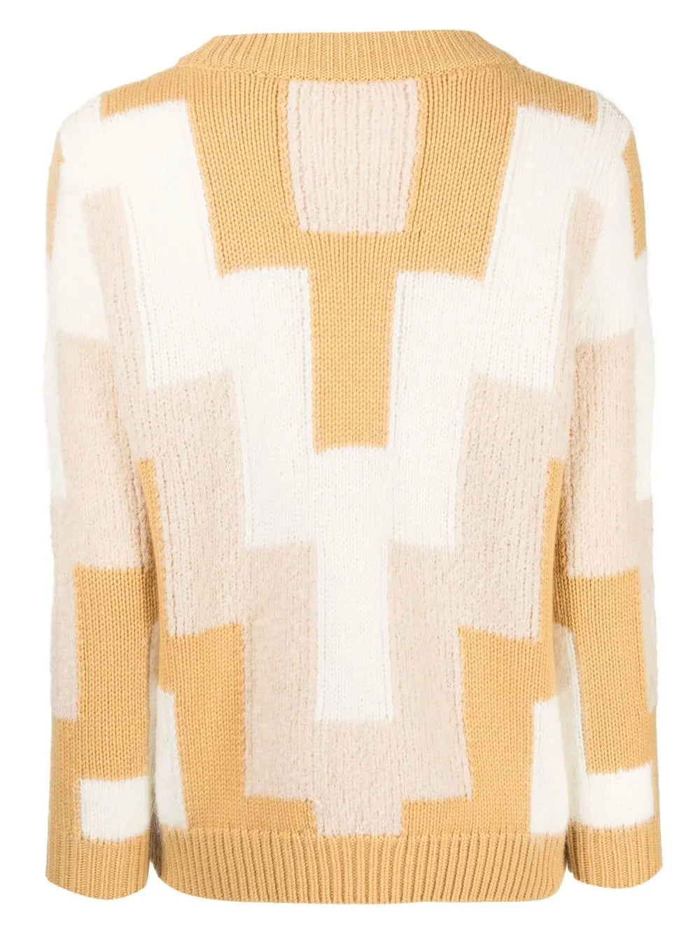 Geometric-Panelled Knit Sweater