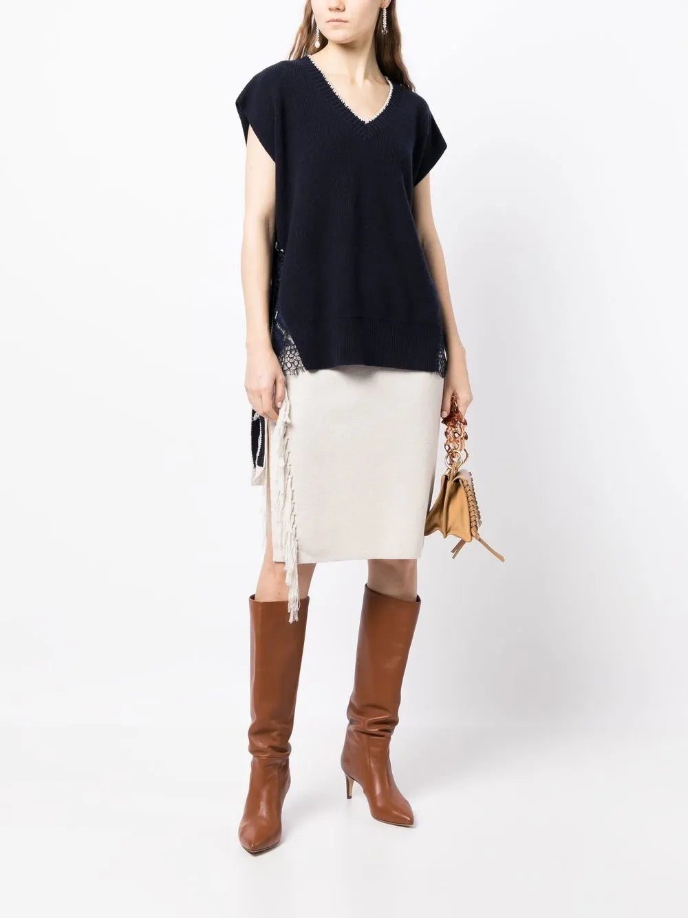Fringe-Detail Midi Dress