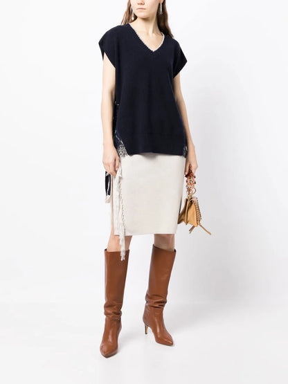 Fringe-Detail Midi Dress
